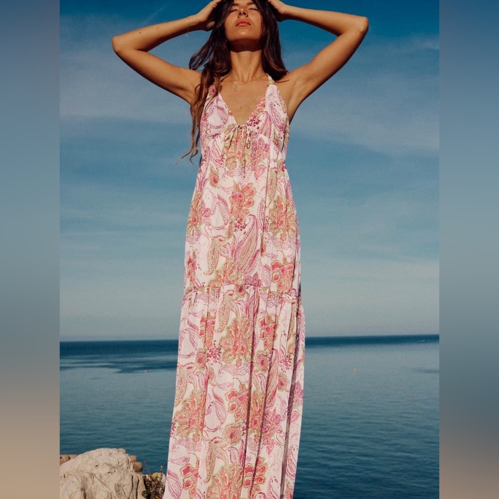 Zara Printed open back paisley maxi dress - Size M - NWT!